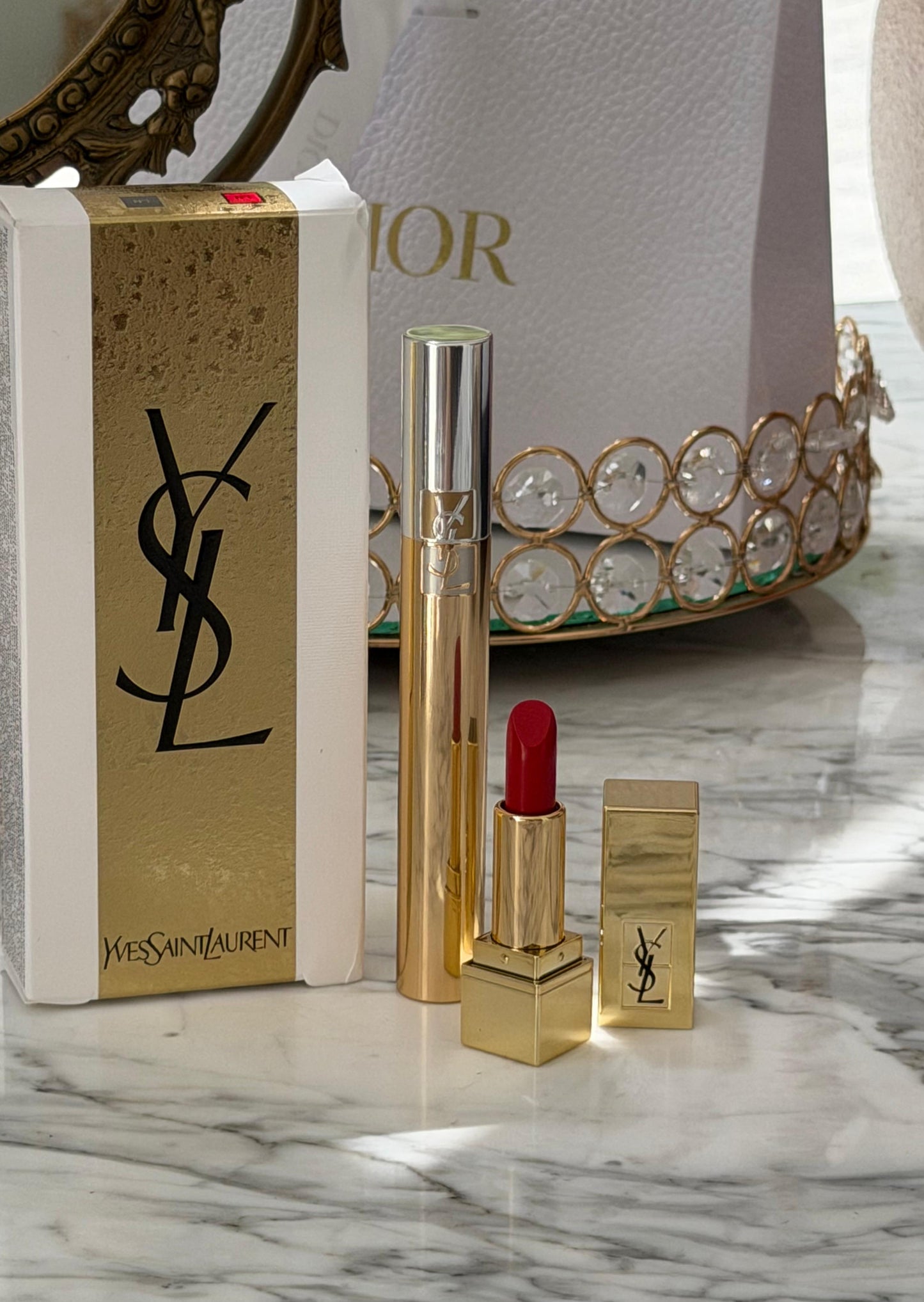 YSL Gift Set Mascara Volume Effet Faux Cils + Mini Rouge Pur Couture N^1