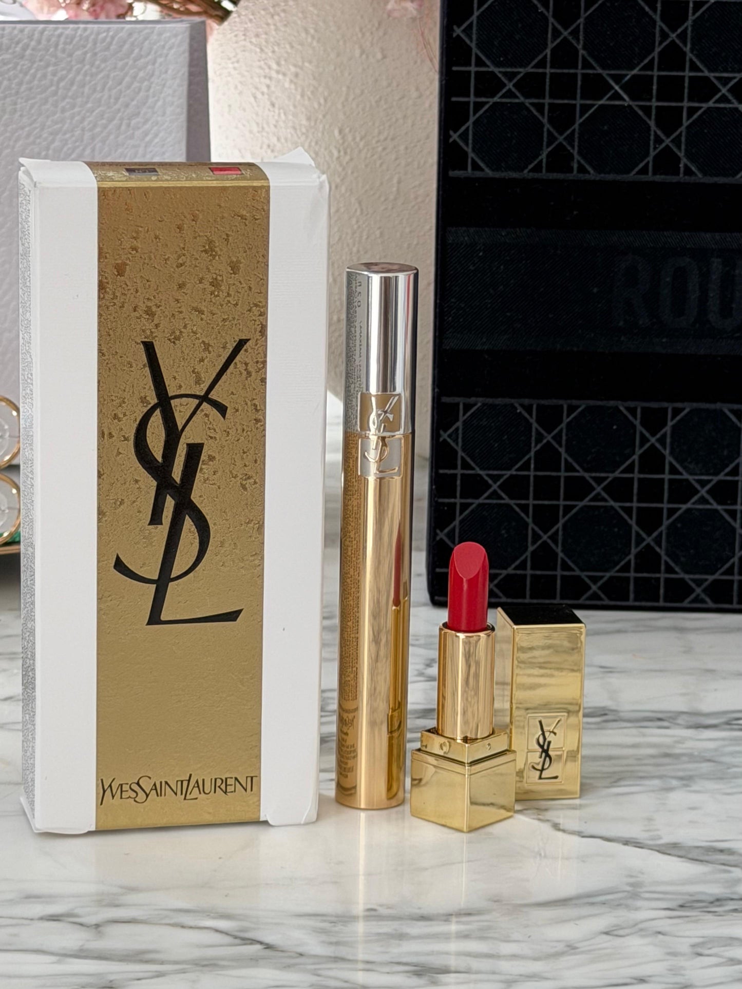 YSL Gift Set Mascara Volume Effet Faux Cils + Mini Rouge Pur Couture N^1