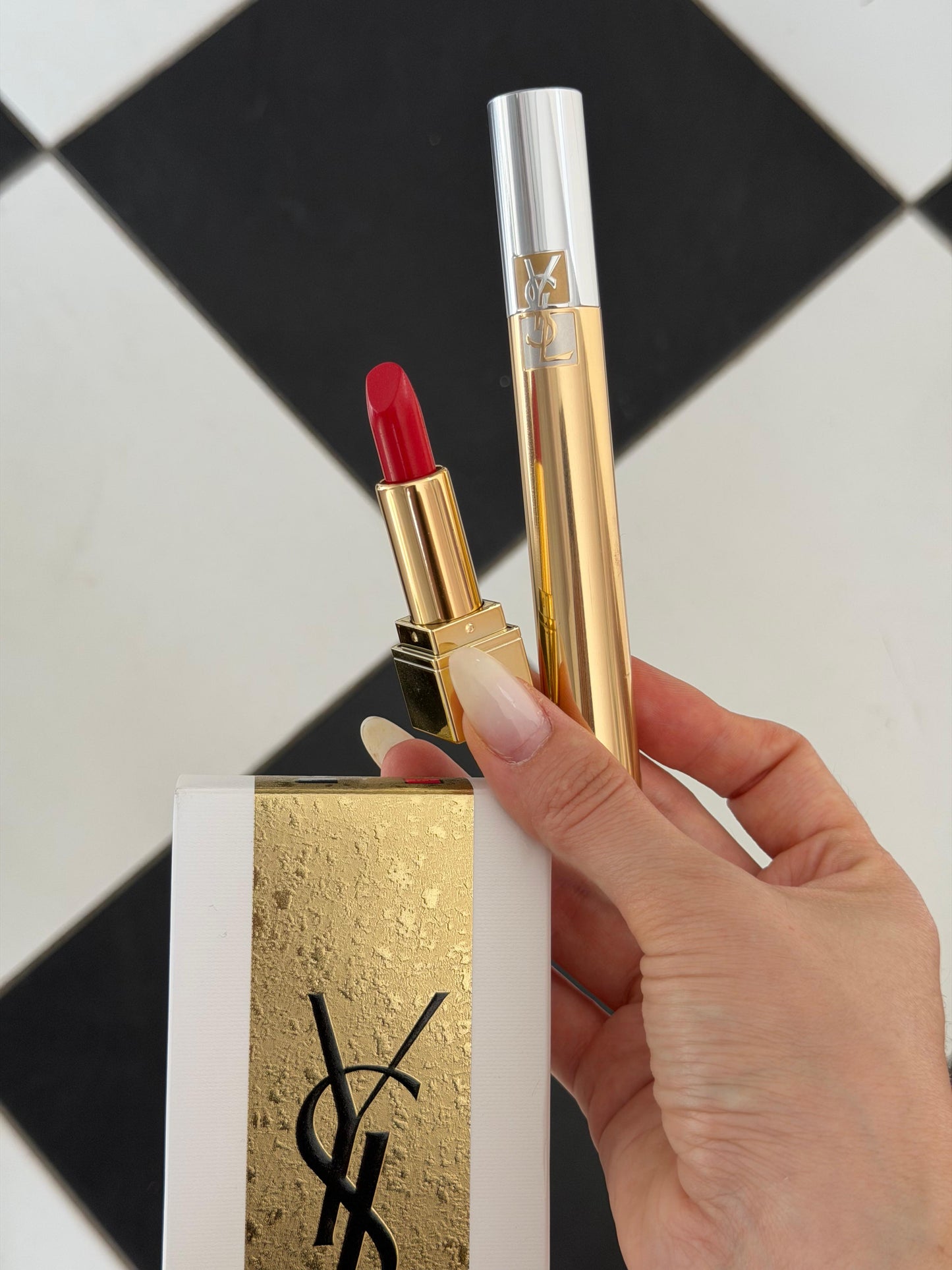YSL Gift Set Mascara Volume Effet Faux Cils + Mini Rouge Pur Couture N^1
