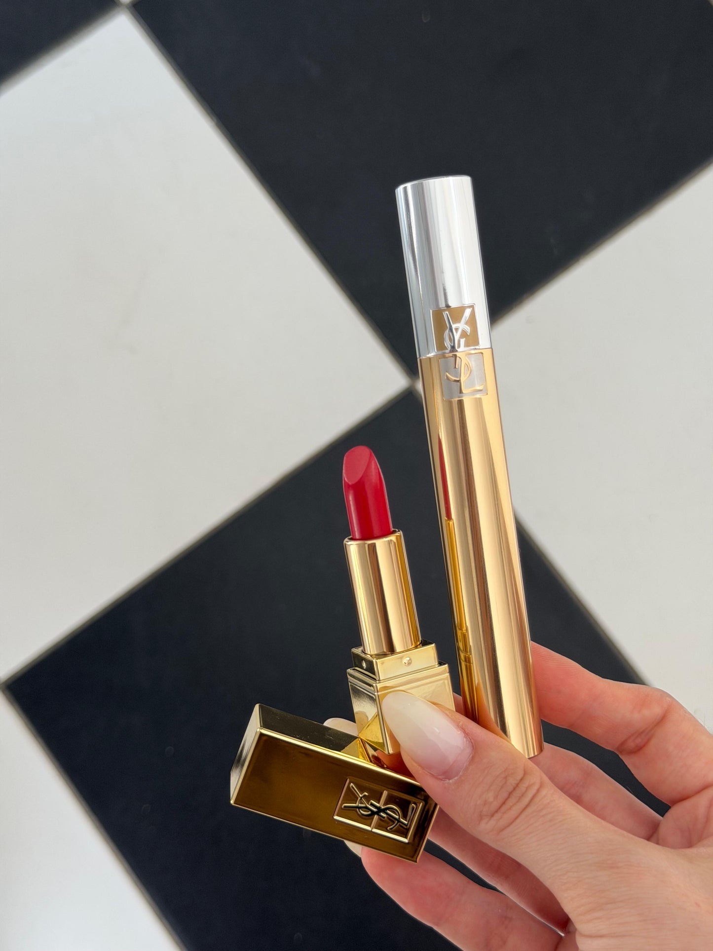 YSL Gift Set Mascara Volume Effet Faux Cils + Mini Rouge Pur Couture N^1