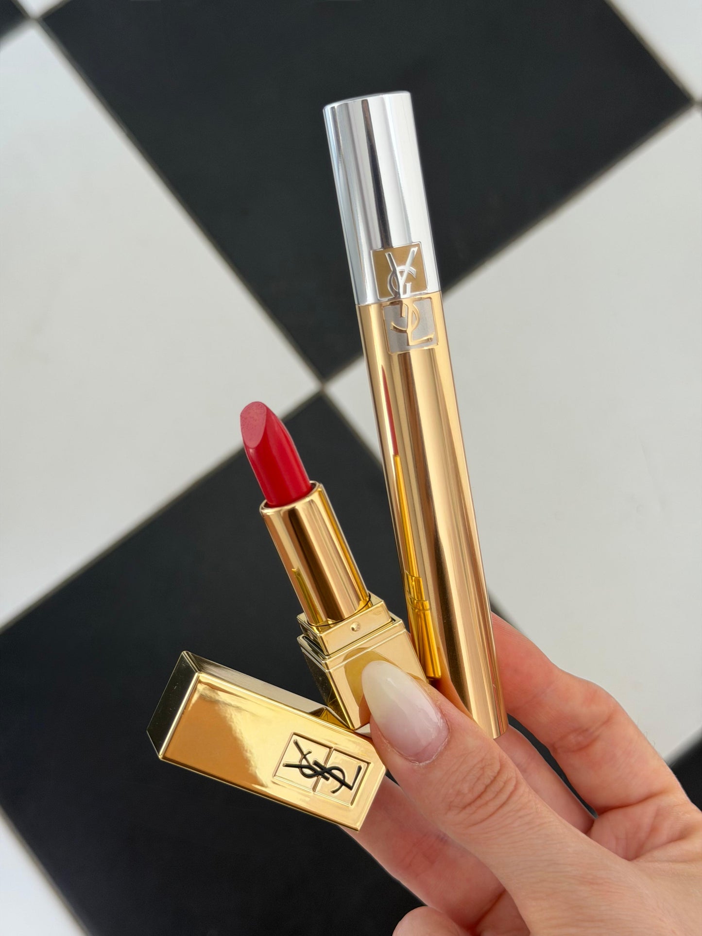 YSL Gift Set Mascara Volume Effet Faux Cils + Mini Rouge Pur Couture N^1