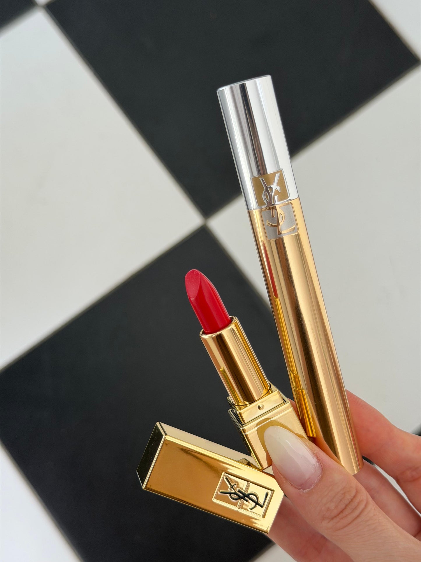 YSL Gift Set Mascara Volume Effet Faux Cils + Mini Rouge Pur Couture N^1