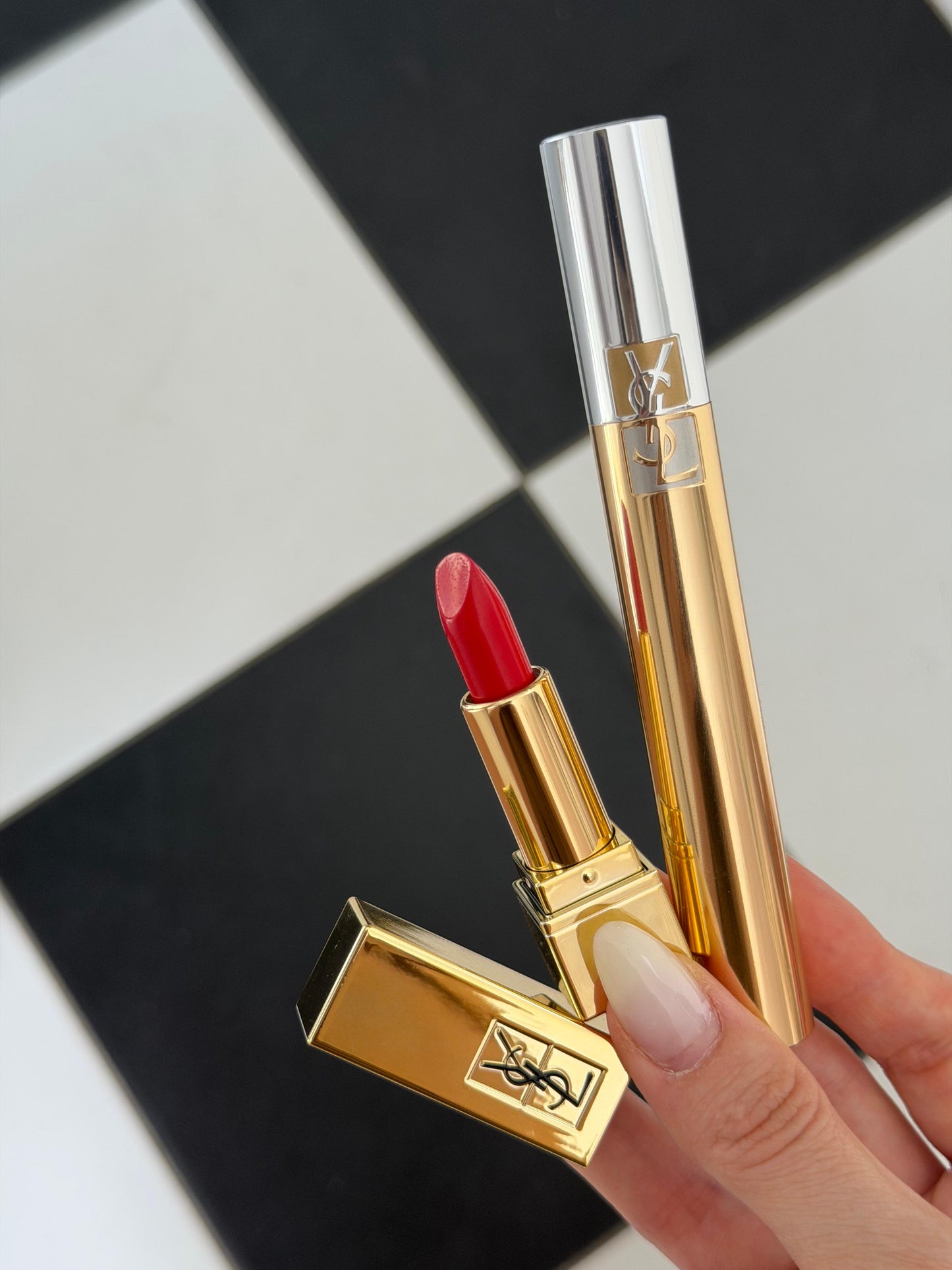 YSL Gift Set Mascara Volume Effet Faux Cils + Mini Rouge Pur Couture N^1