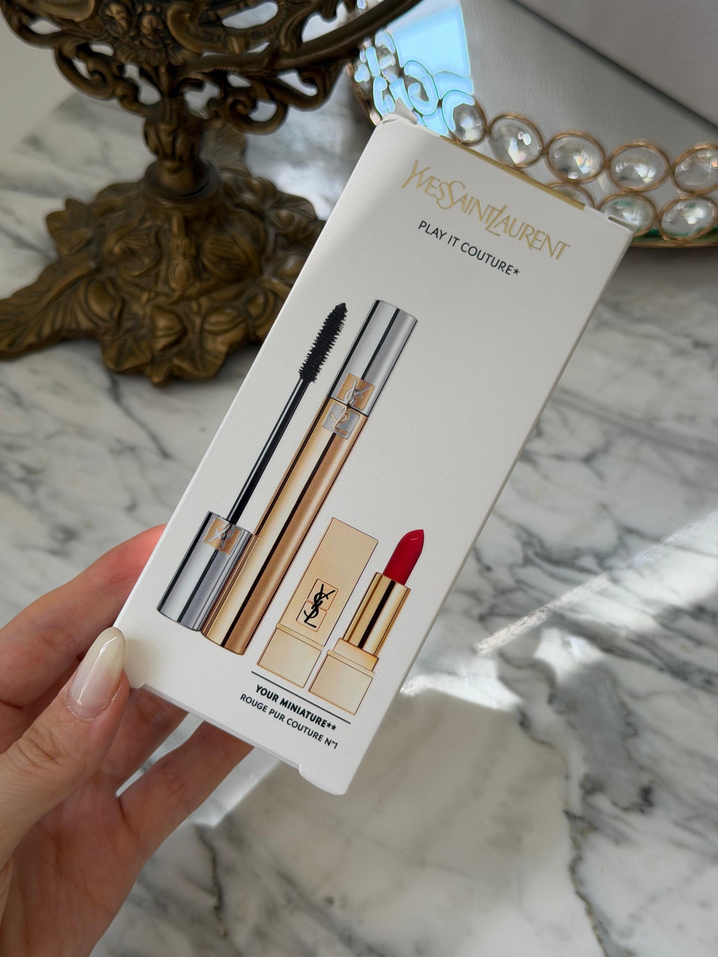 YSL Gift Set Mascara Volume Effet Faux Cils + Mini Rouge Pur Couture N^1