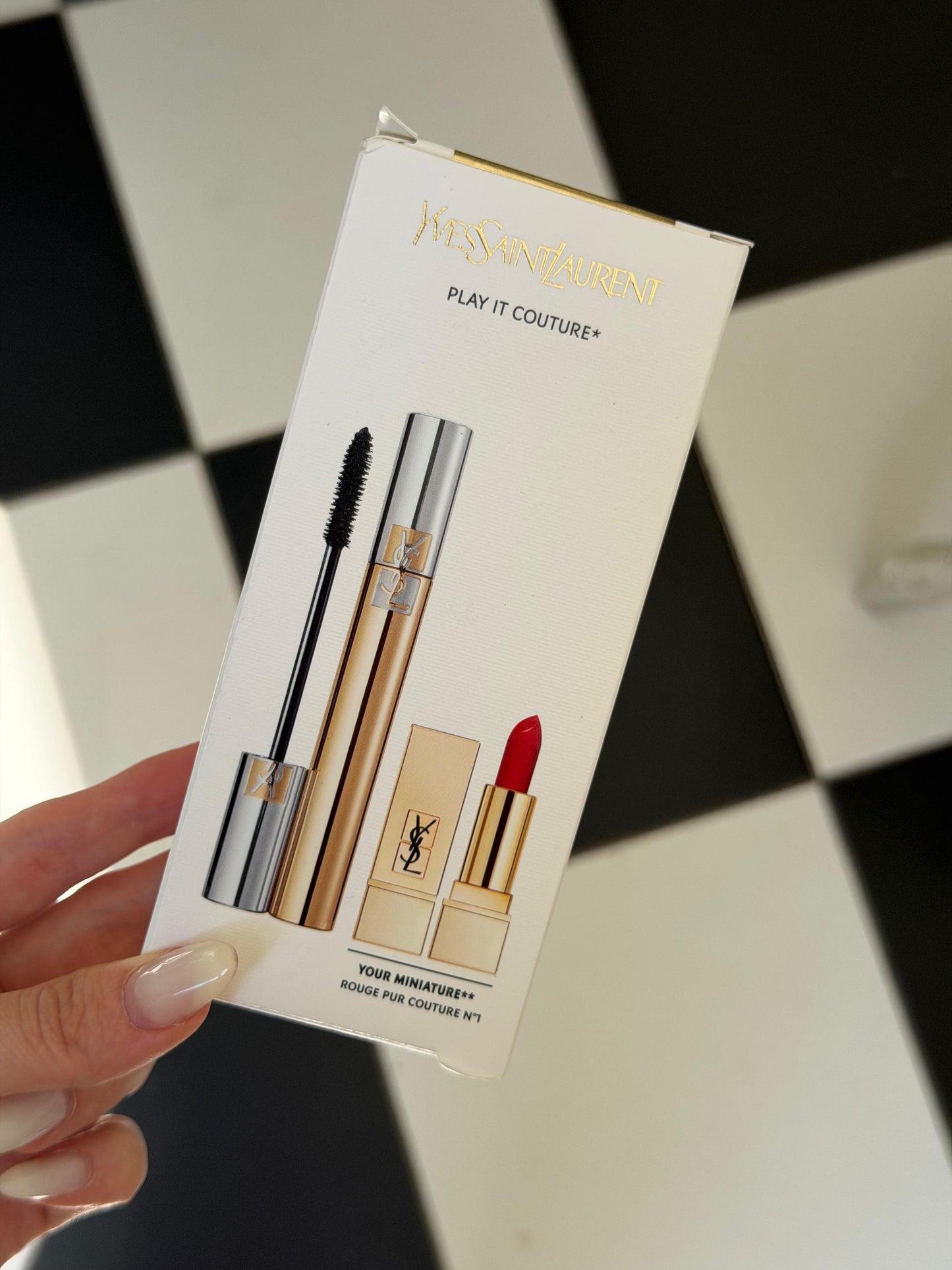YSL Gift Set Mascara Volume Effet Faux Cils + Mini Rouge Pur Couture N^1