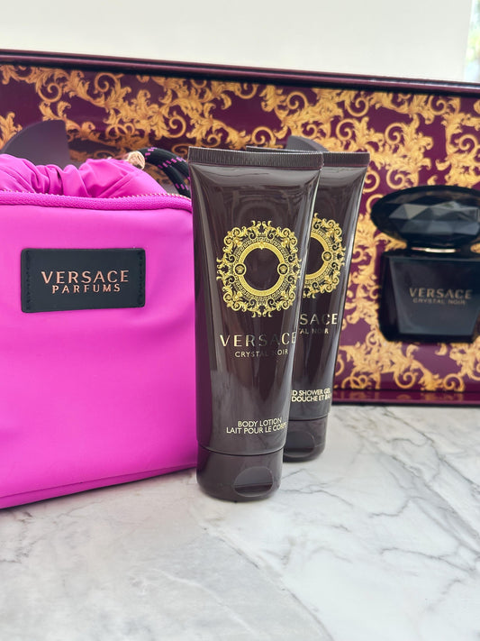 VERSACE Crystal Noir Set (Edt 90ml + BL 100ml + SG 100ml + Bag) for Women