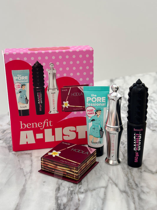 BENEFIT A List Set
Mini Volumizing Mascara, Brow Setter, Matte Bronzer & Smoothing Pore Primer